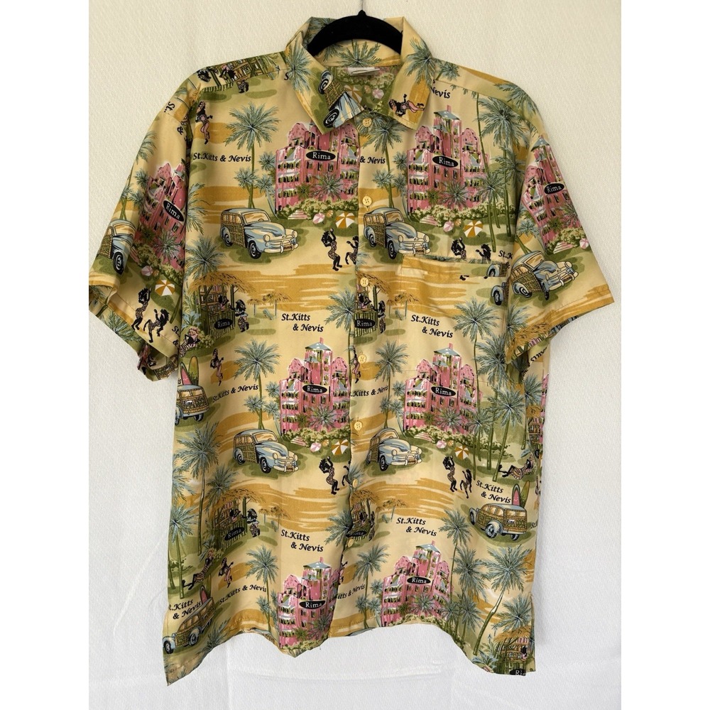 Rima Caribbean Shirt Size L Short Sleeve Button Up tropical‎
